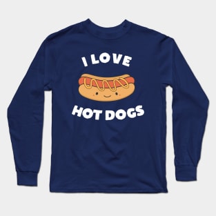 Cute Kawaii I Love Hot Dog T-Shirt Long Sleeve T-Shirt